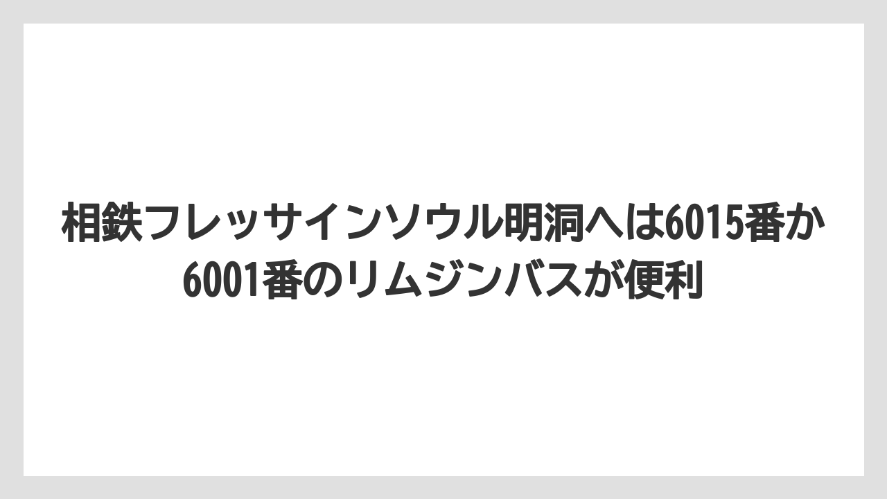 【リゾート】【宿泊】【旅】相鉄フレッサインソウル明洞へは6015番か6001番のリムジンバスが便利