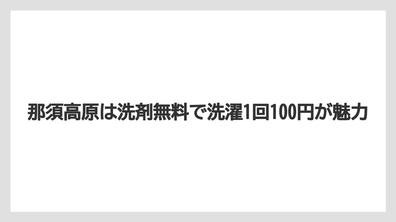 【リゾート】【宿泊】【旅】那須高原は洗剤無料で洗濯1回100円が魅力