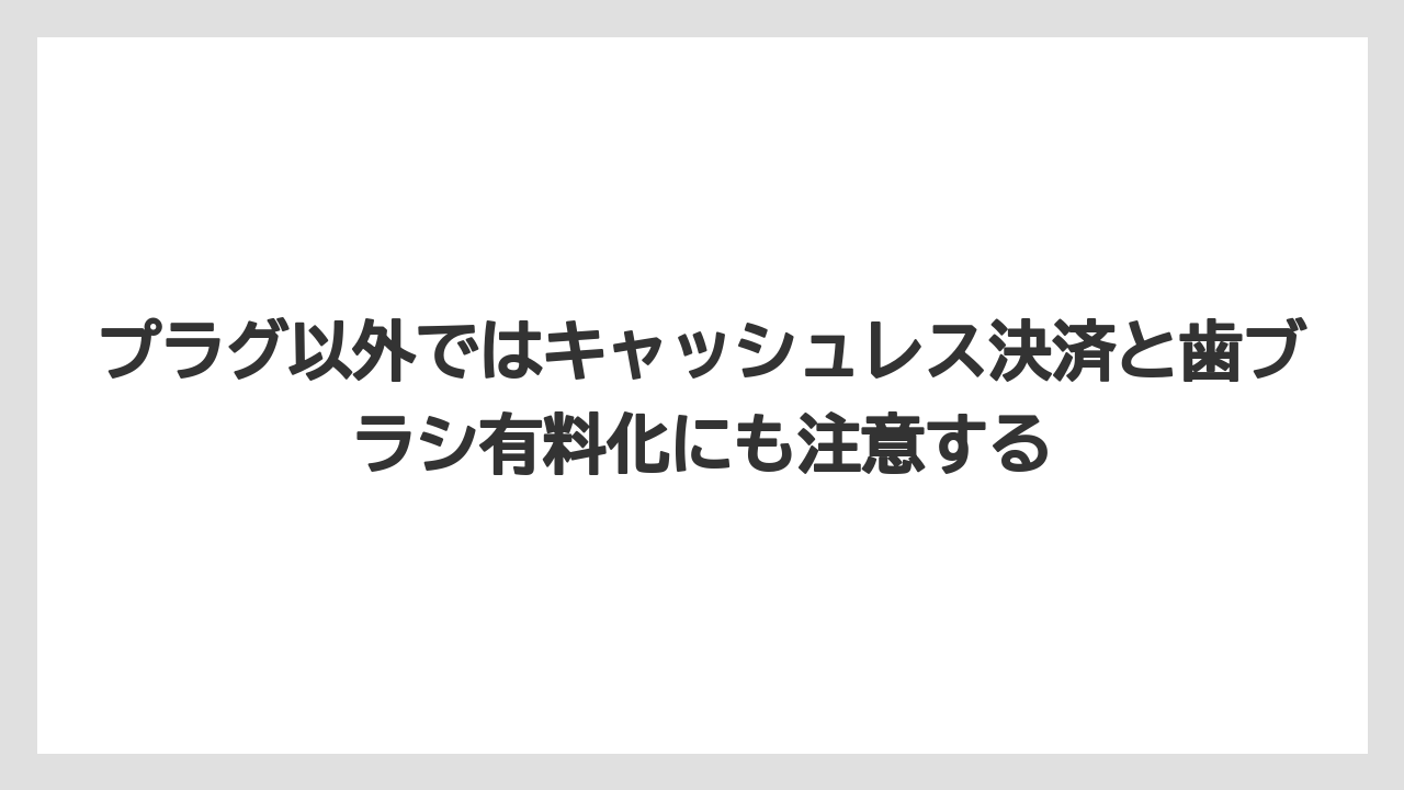 【リゾート】【宿泊】【旅】プラグ以外ではキャッシュレス決済と歯ブラシ有料化にも注意する
