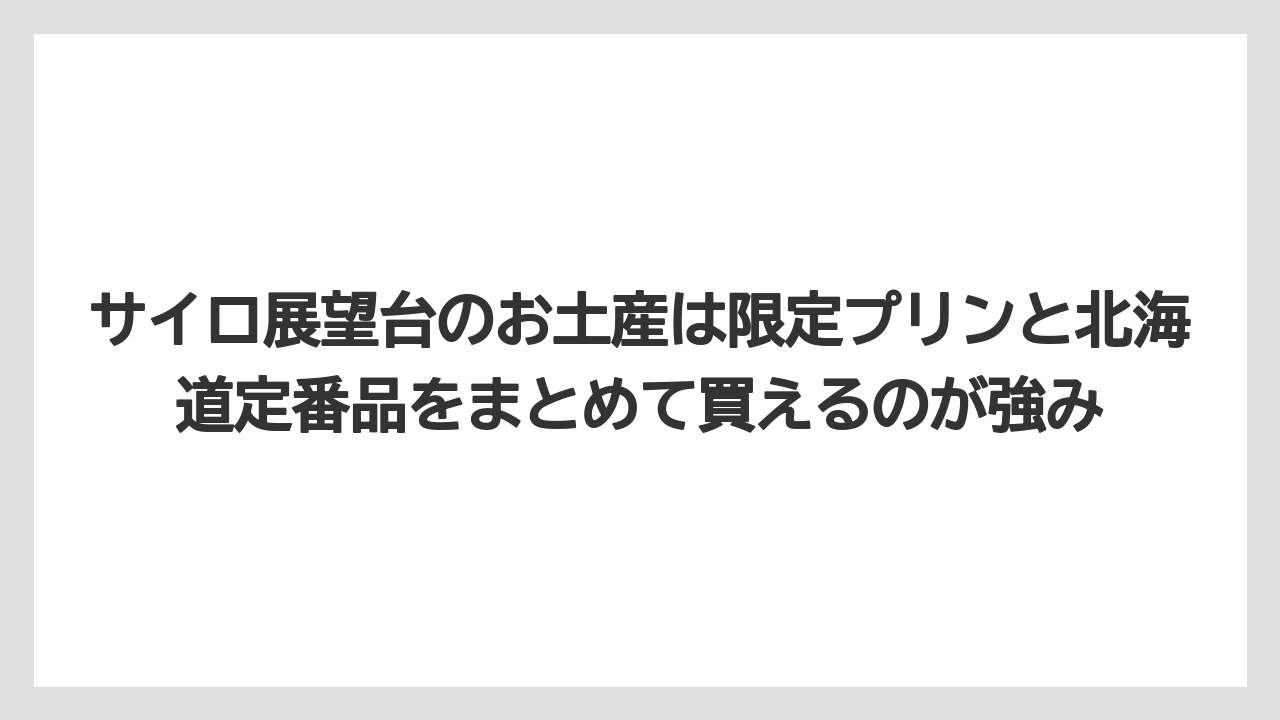 【リゾート】【宿泊】【旅】サイロ展望台のお土産は限定プリンと北海道定番品をまとめて買えるのが強み
