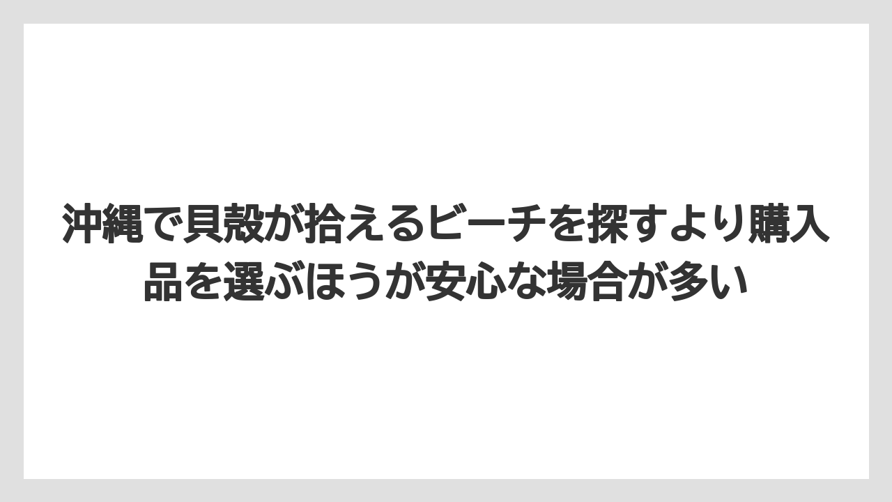 【リゾート】【宿泊】【旅】沖縄で貝殻が拾えるビーチを探すより購入品を選ぶほうが安心な場合が多い