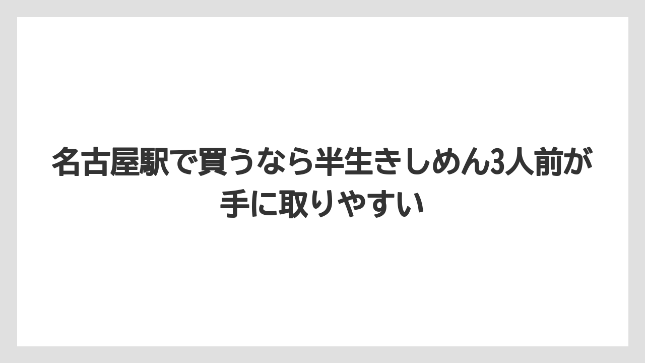 【リゾート】【宿泊】【旅】名古屋駅で買うなら半生きしめん3人前が手に取りやすい