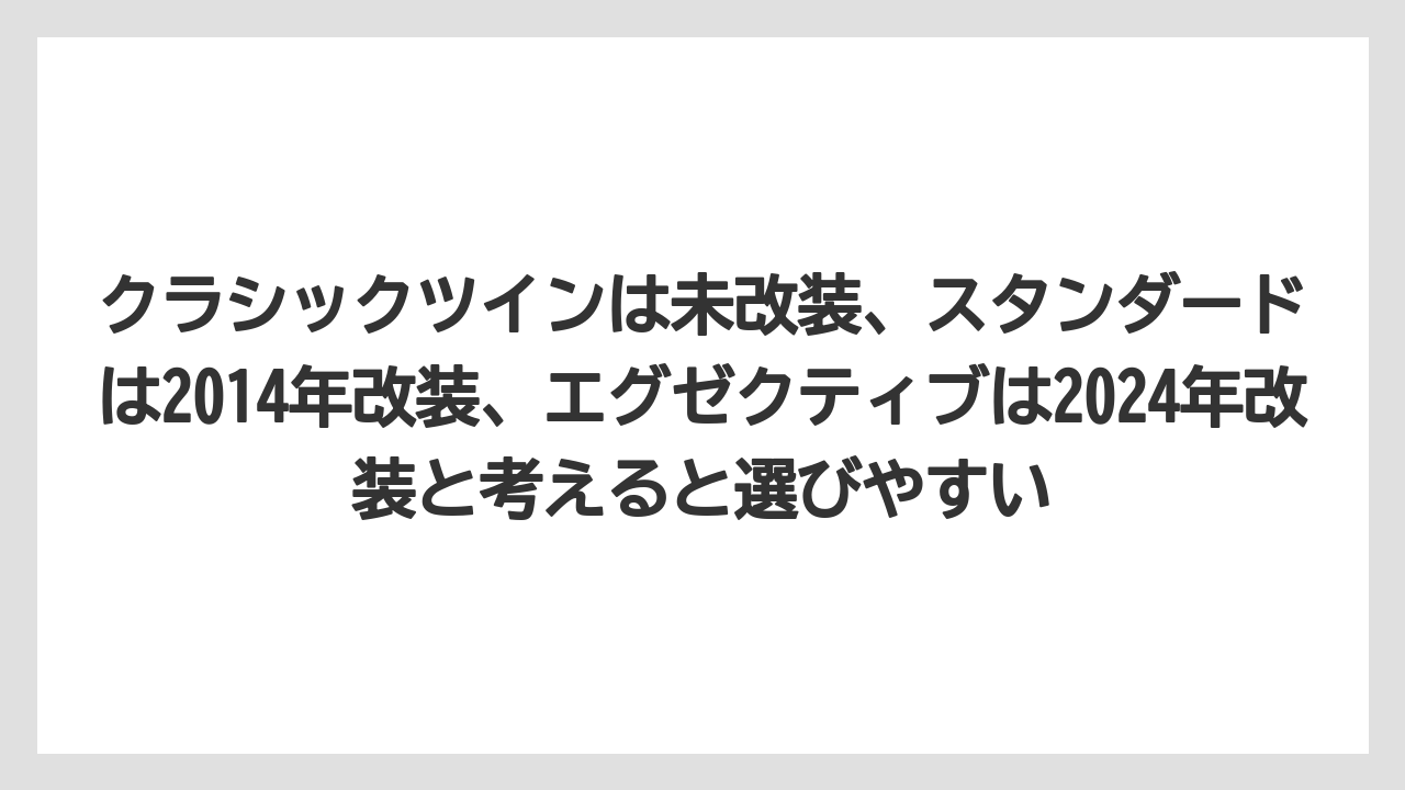 【リゾート】【宿泊】【旅】クラシックツインは未改装、スタンダードは2014年改装、エグゼクティブは2024年改装と考えると選びやすい
