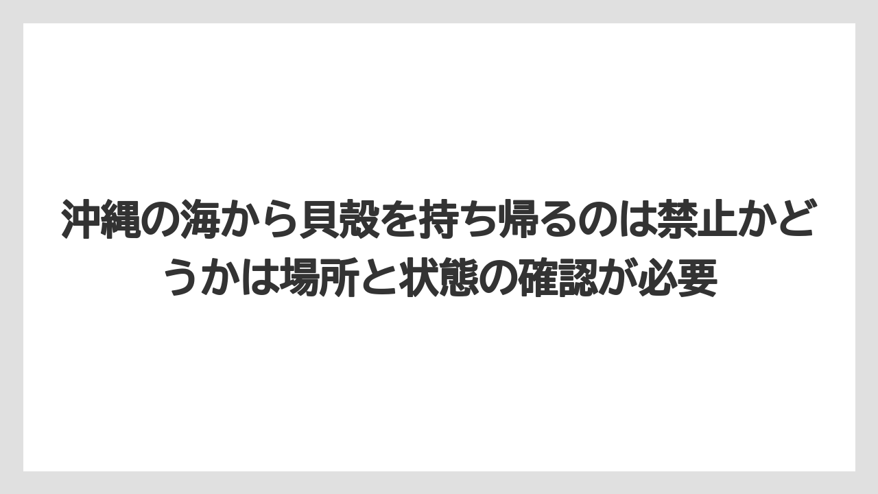 【リゾート】【宿泊】【旅】沖縄の海から貝殻を持ち帰るのは禁止かどうかは場所と状態の確認が必要
