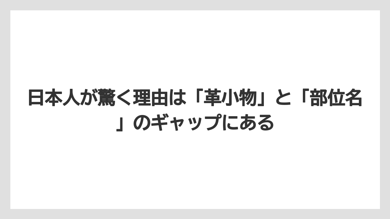 【リゾート】【宿泊】【旅】日本人が驚く理由は「革小物」と「部位名」のギャップにある