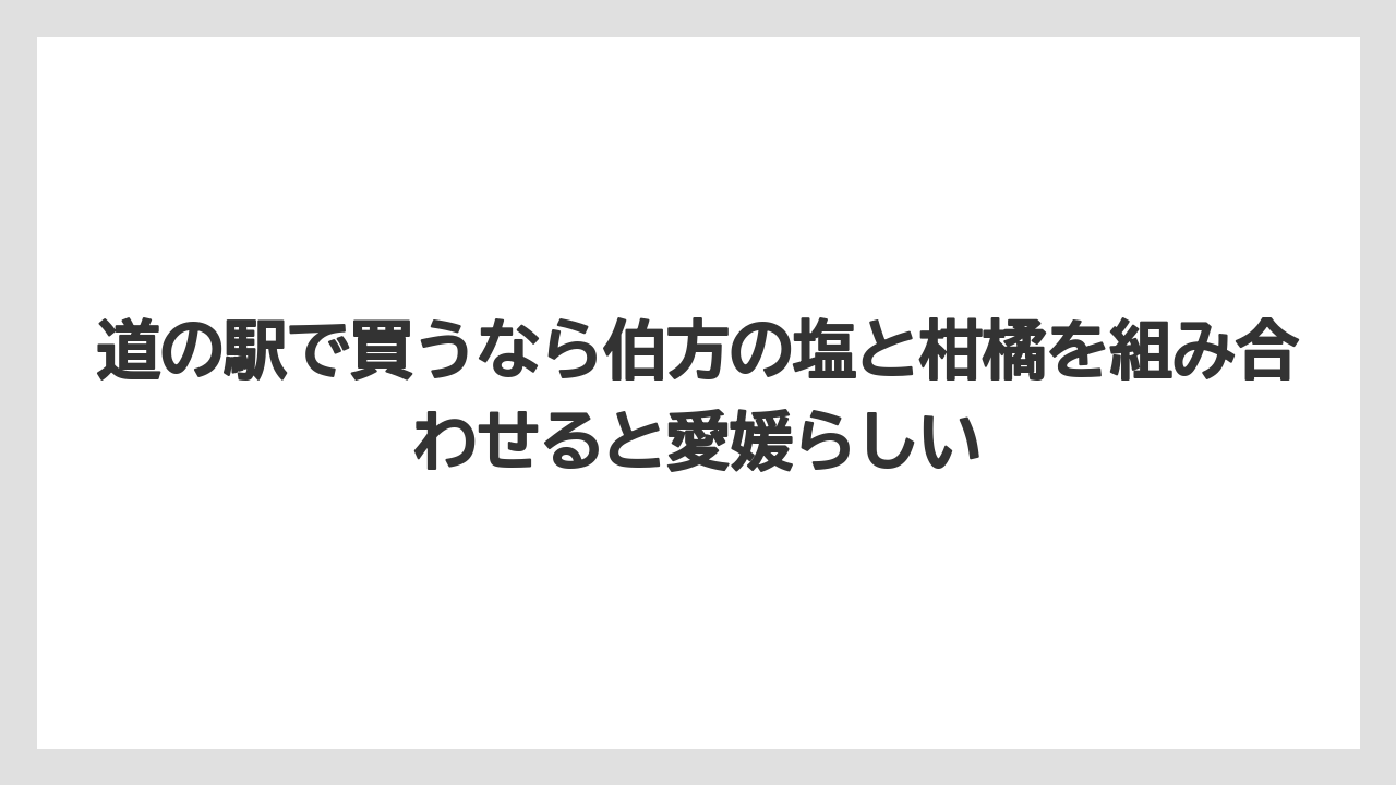 【リゾート】【宿泊】【旅】道の駅で買うなら伯方の塩と柑橘を組み合わせると愛媛らしい