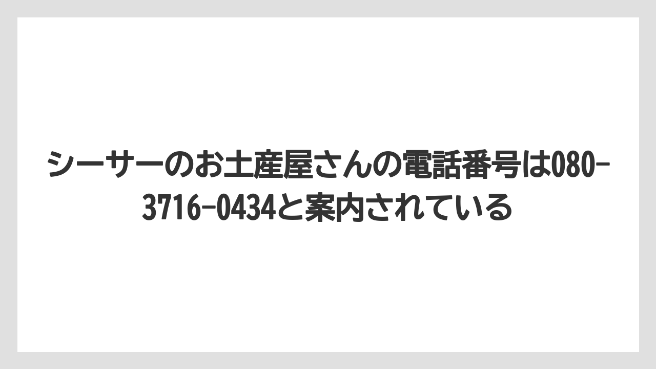 【リゾート】【宿泊】【旅】シーサーのお土産屋さんの電話番号は080-3716-0434と案内されている