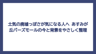 土気の廃墟っぽさが気になる人へ　あすみが丘バーズモールの今と背景をやさしく整理