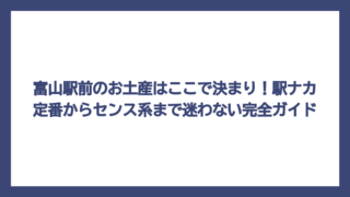 富山駅前のお土産はここで決まり！駅ナカ定番からセンス系まで迷わない完全ガイド