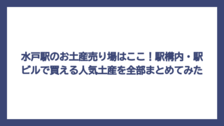 水戸駅のお土産売り場はここ！駅構内・駅ビルで買える人気土産を全部まとめてみた