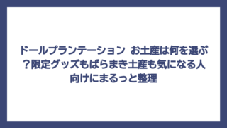 ドールプランテーション お土産は何を選ぶ？限定グッズもばらまき土産も気になる人向けにまるっと整理