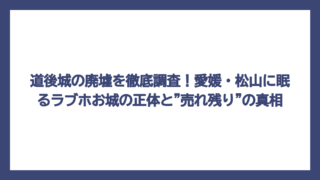 道後城の廃墟を徹底調査！愛媛・松山に眠るラブホお城の正体と"売れ残り"の真相