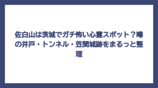 佐白山は茨城でガチ怖い心霊スポット？噂の井戸・トンネル・笠間城跡をまるっと整理