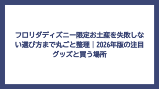 フロリダディズニー限定お土産を失敗しない選び方まで丸ごと整理｜2026年版の注目グッズと買う場所