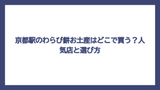 京都駅のわらび餅お土産はどこで買う？人気店と選び方