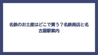 名鉄のお土産はどこで買う？名鉄商店と名古屋駅案内