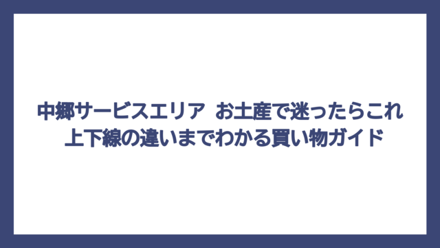 中郷サービスエリア お土産で迷ったらこれ　上下線の違いまでわかる買い物ガイド