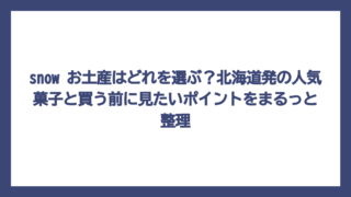 snow お土産はどれを選ぶ？北海道発の人気菓子と買う前に見たいポイントをまるっと整理