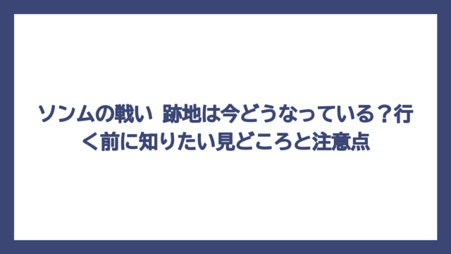ソンムの戦い 跡地は今どうなっている？行く前に知りたい見どころと注意点