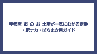 宇都宮 市 の お 土産が一気にわかる定番・駅ナカ・ばらまき用ガイド