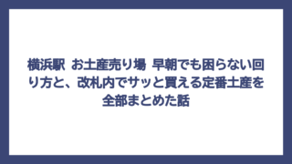 横浜駅 お土産売り場 早朝でも困らない回り方と、改札内でサッと買える定番土産を全部まとめた話