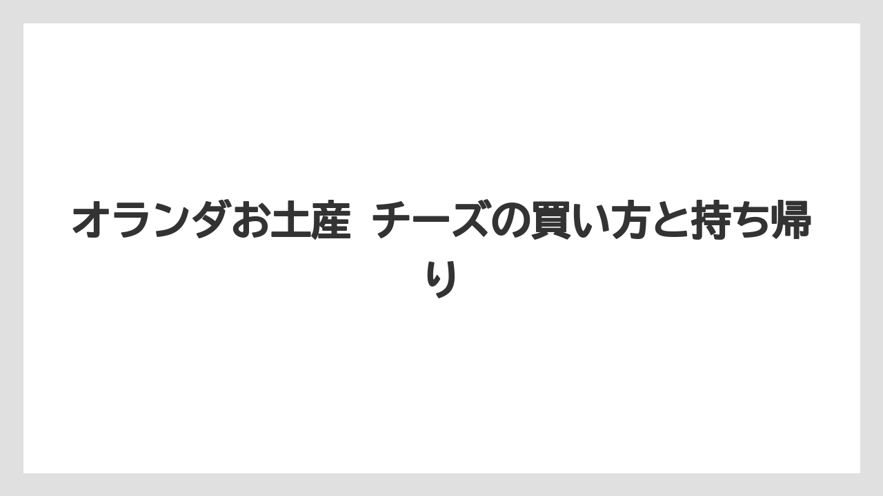 【リゾート】【宿泊】【旅】オランダお土産 チーズの入口を一言でまとめると