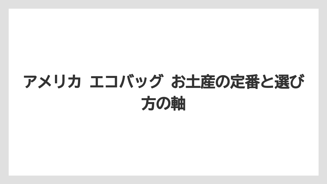 アメリカ エコバッグ お土産の定番と選び方の軸