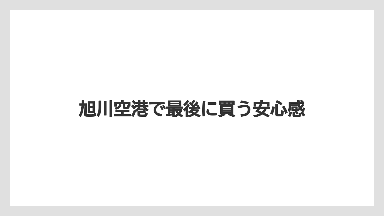 【リゾート】【宿泊】【旅】旭川空港で最後に買う安心感
