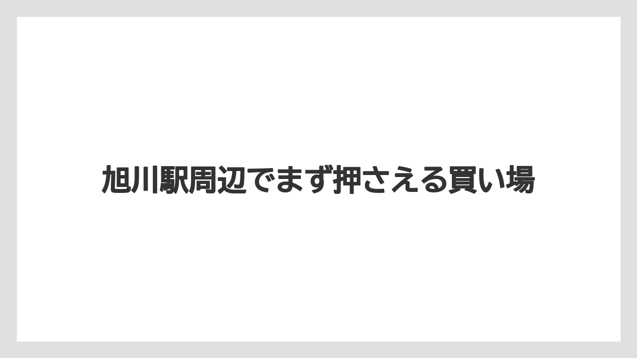 【リゾート】【宿泊】【旅】旭川駅周辺でまず押さえる買い場