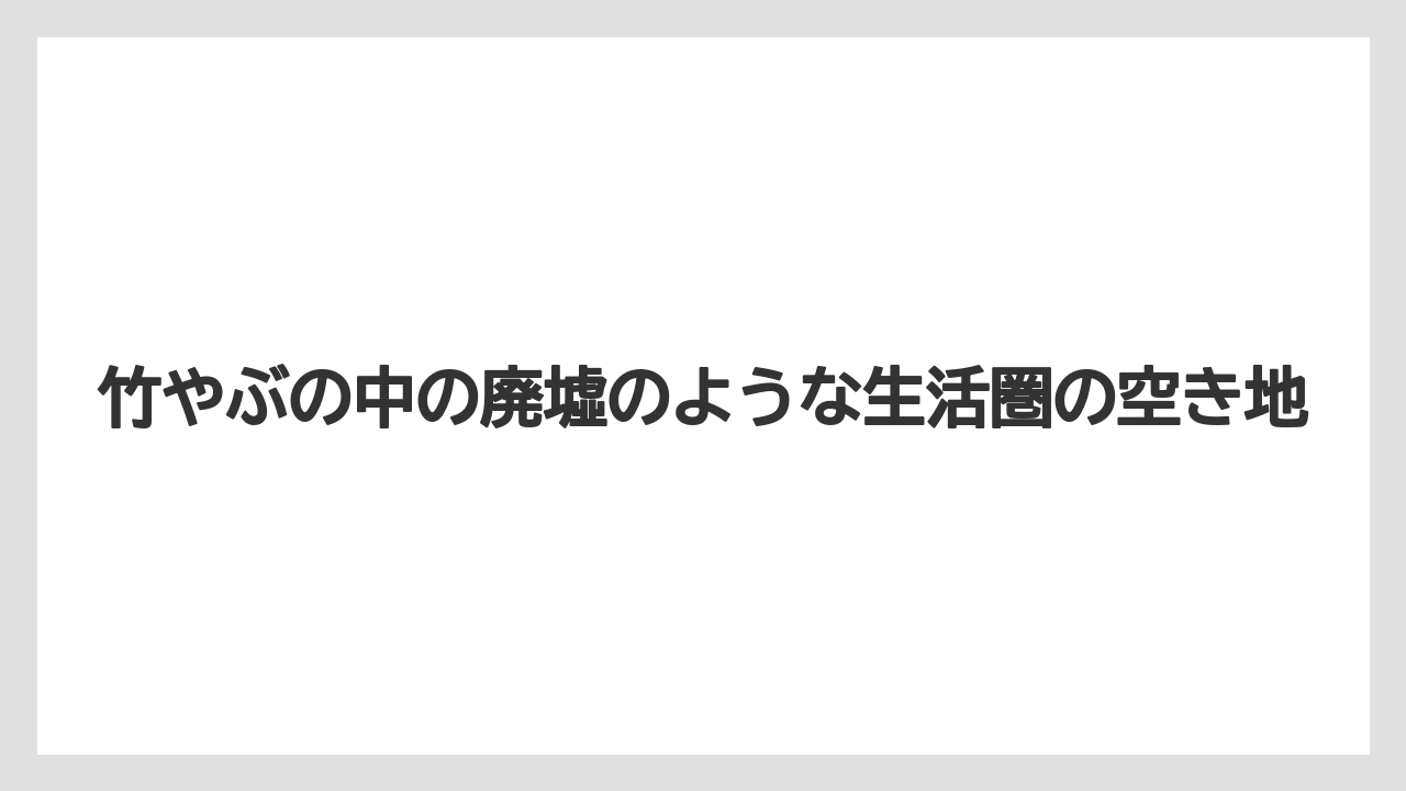 【リゾート】【宿泊】【旅】竹やぶの中の廃墟のような生活圏の空き地