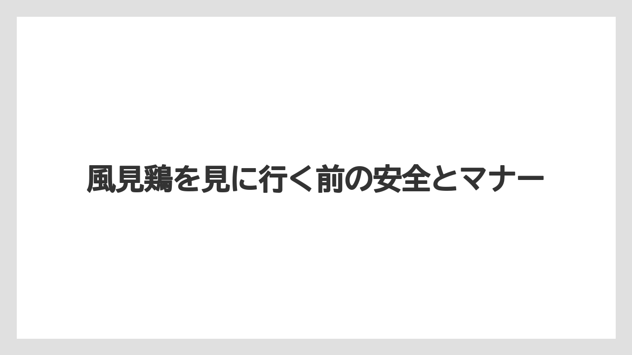 【リゾート】【宿泊】【旅】風見鶏を見に行く前の安全とマナー