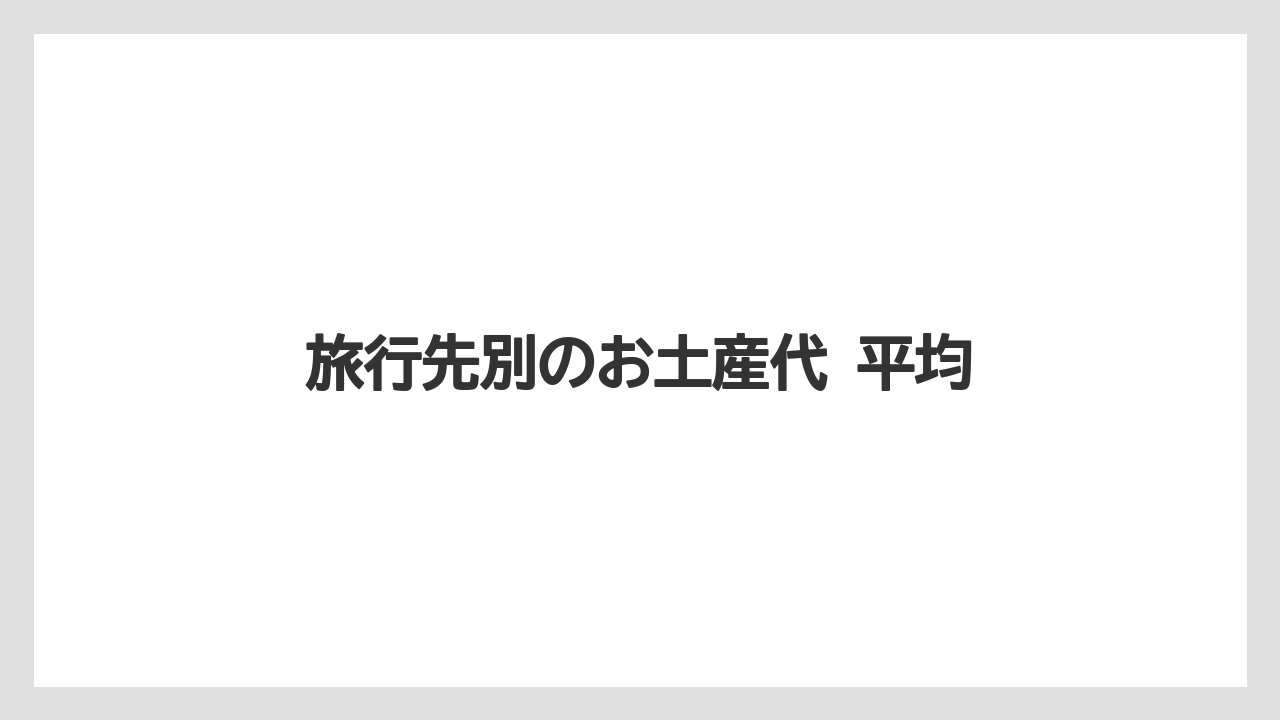 【リゾート】【国内旅行】【宿泊】【旅】旅行先別のお土産代 平均