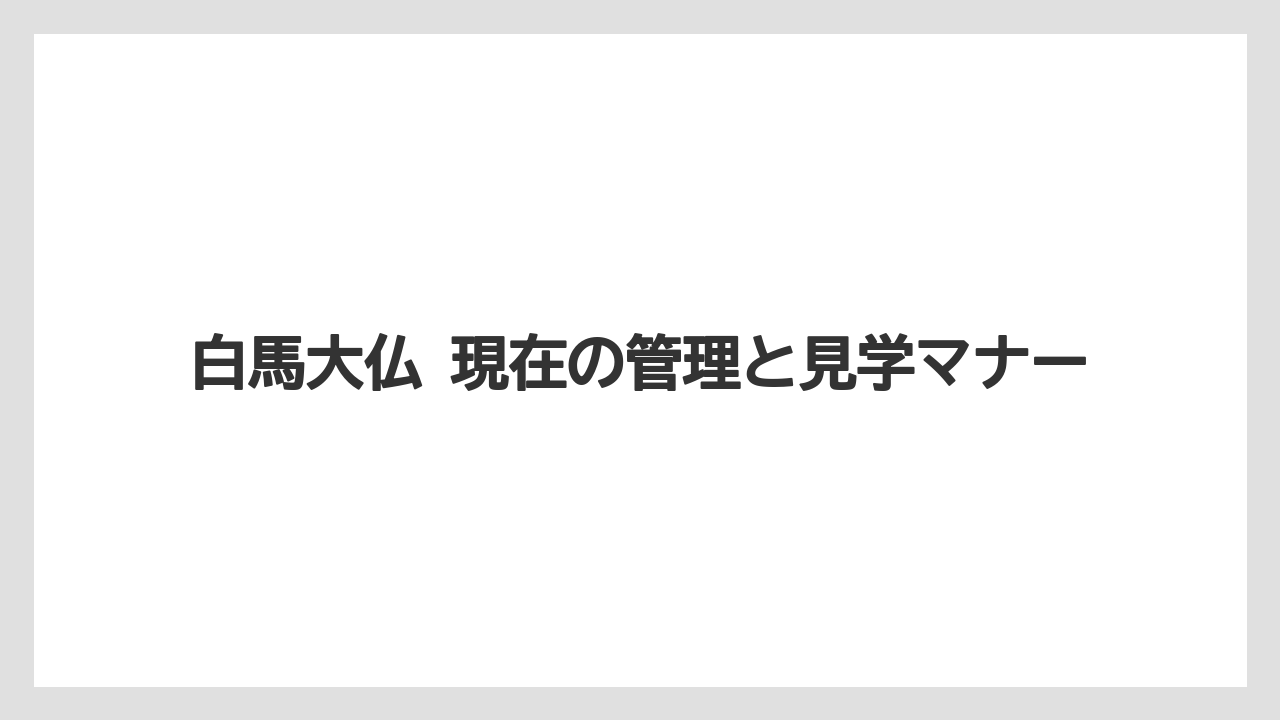 【リゾート】【宿泊】【旅】白馬大仏 現在の管理と見学マナー