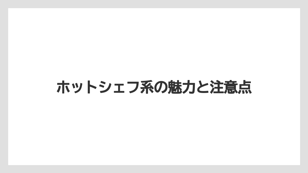 【リゾート】【宿泊】【旅】ホットシェフ系の魅力と注意点