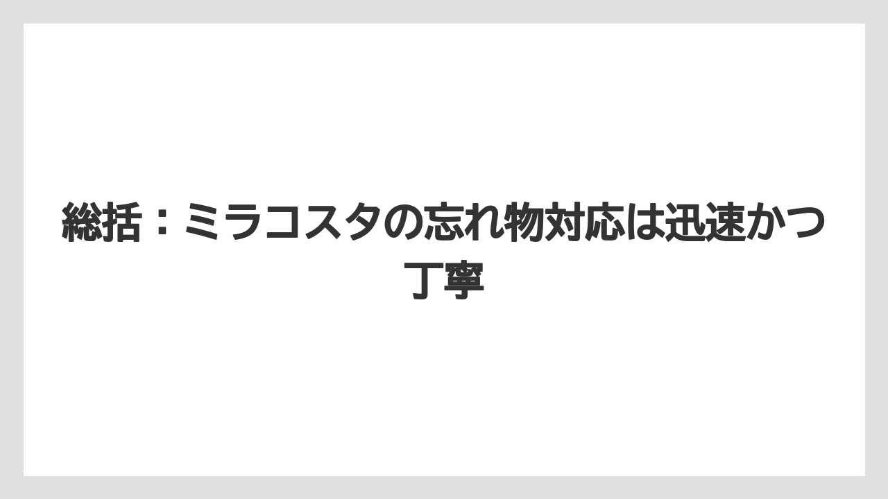 【ミラコスタ】【リゾート】【宿泊】総括：ミラコスタの忘れ物対応は迅速かつ丁寧