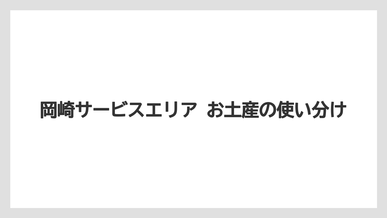 【リゾート】【宿泊】【旅】岡崎サービスエリア お土産の使い分け