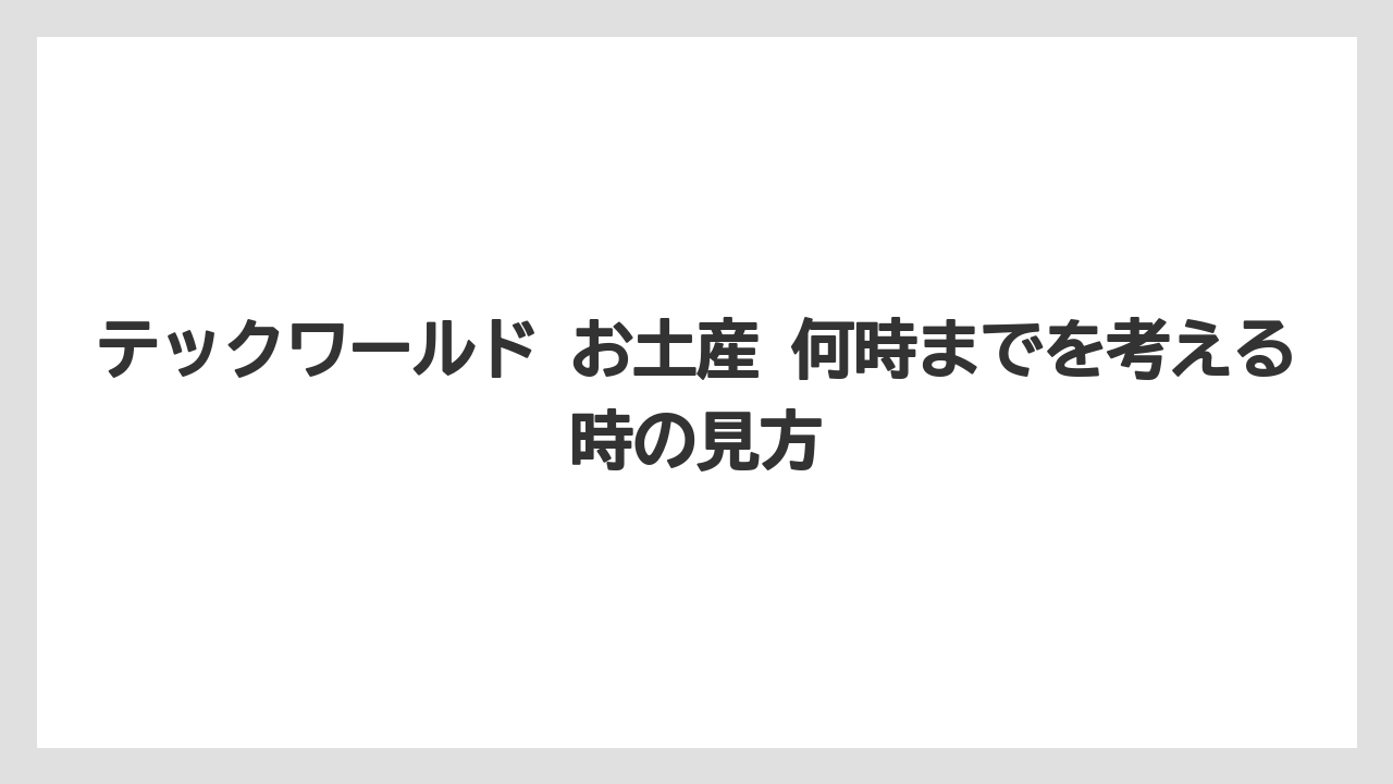 【リゾート】【宿泊】【旅】テックワールド お土産 何時までを考える時の見方