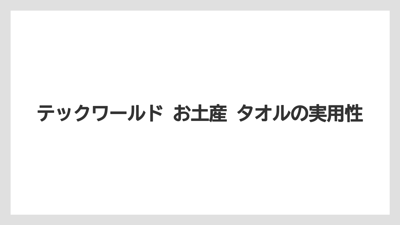 【リゾート】【宿泊】【旅】テックワールド お土産 タオルの実用性