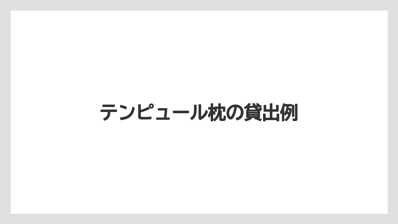 【リゾート】【宿泊】【旅】テンピュール枕の貸出例