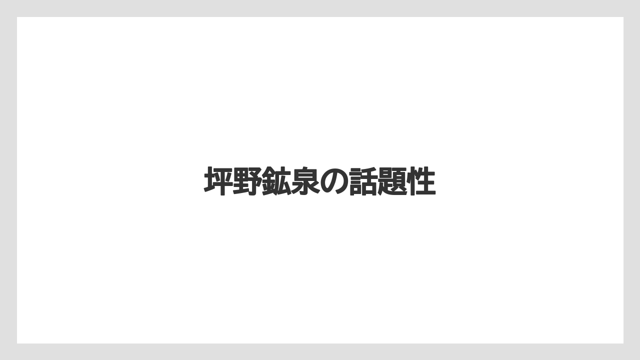 【リゾート】【宿泊】【旅】坪野鉱泉の話題性
