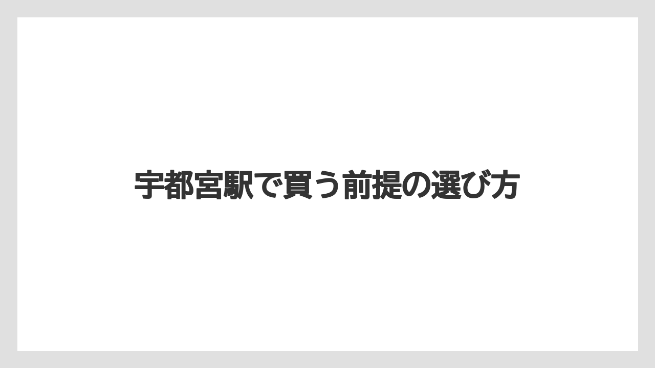 【リゾート】【宿泊】【旅】宇都宮駅で買う前提の選び方