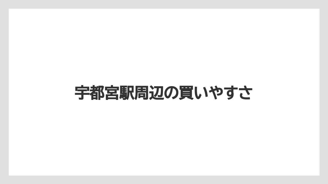 【リゾート】【宿泊】【旅】宇都宮駅周辺の買いやすさ