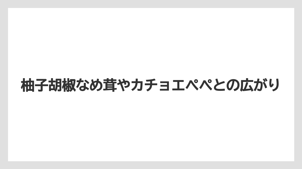 【リゾート】【宿泊】【旅】柚子胡椒なめ茸やカチョエペペとの広がり