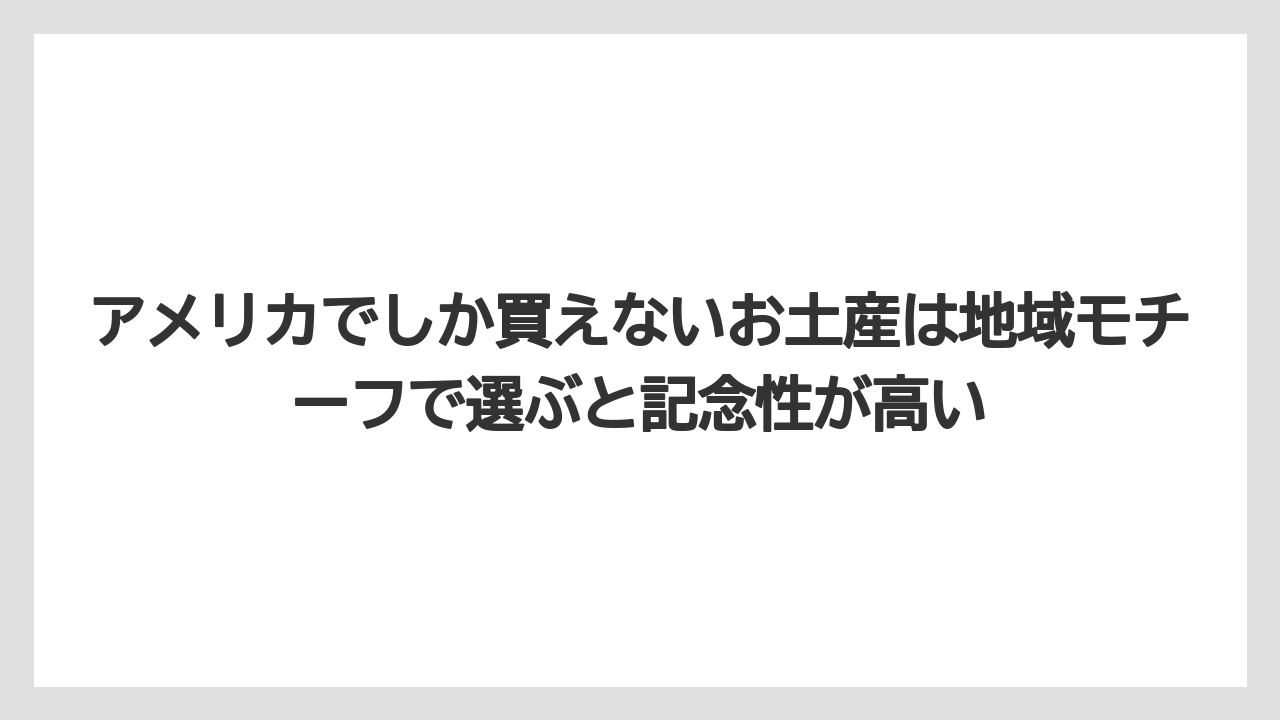 【リゾート】【宿泊】【旅】アメリカでしか買えないお土産は地域モチーフで選ぶと記念性が高い