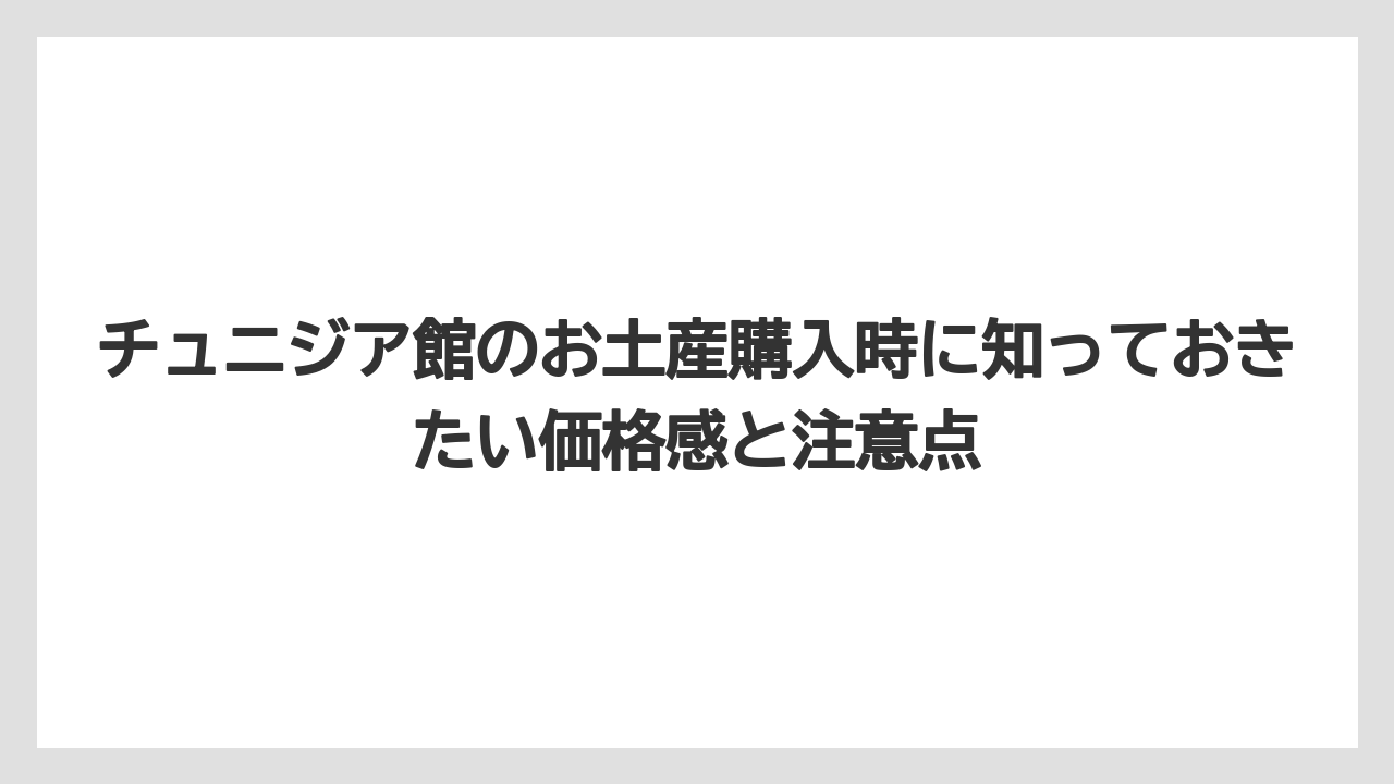 【リゾート】【宿泊】【旅】チュニジア館のお土産購入時に知っておきたい価格感と注意点