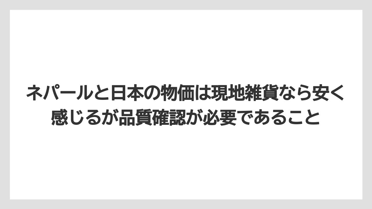 【リゾート】【宿泊】【旅】ネパールと日本の物価は現地雑貨なら安く感じるが品質確認が必要であること