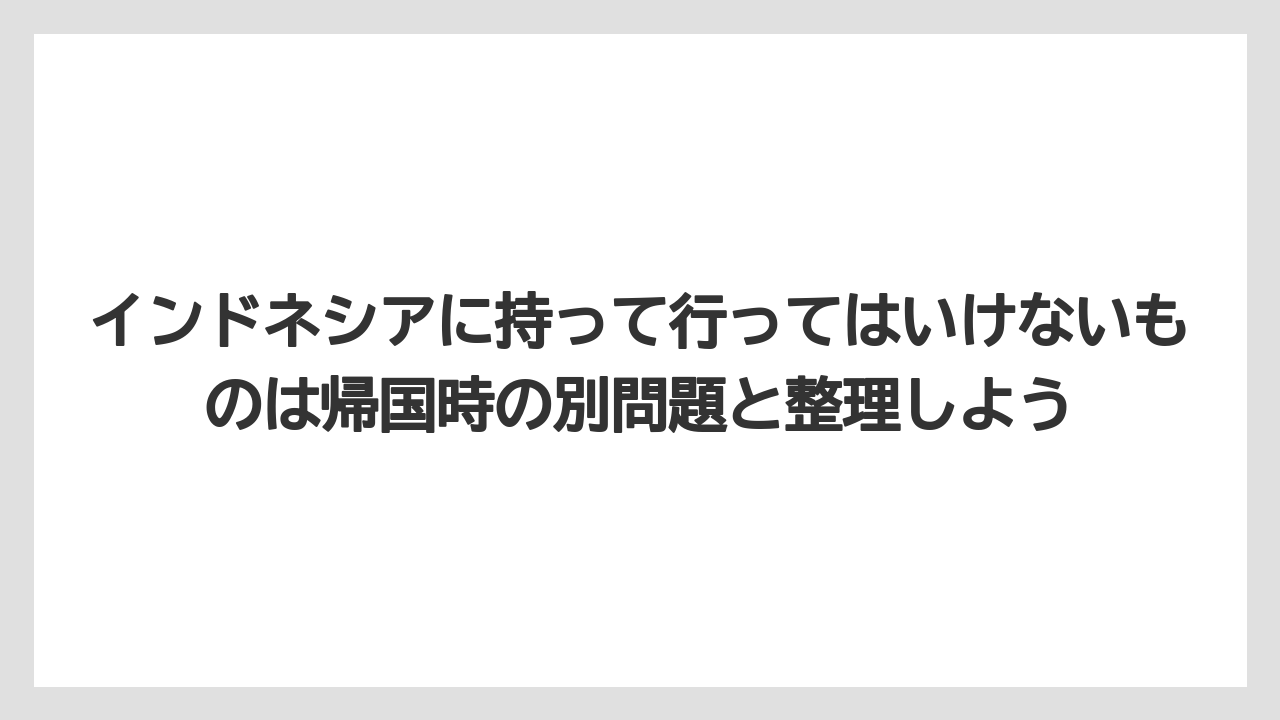 【リゾート】【宿泊】【旅】インドネシアに持って行ってはいけないものは帰国時の別問題と整理しよう